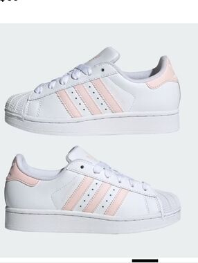 Adidas Vintage Shell-Toe Sneaker's White/Pink Stripes Women's 7.5/8 Youth 5 1/2